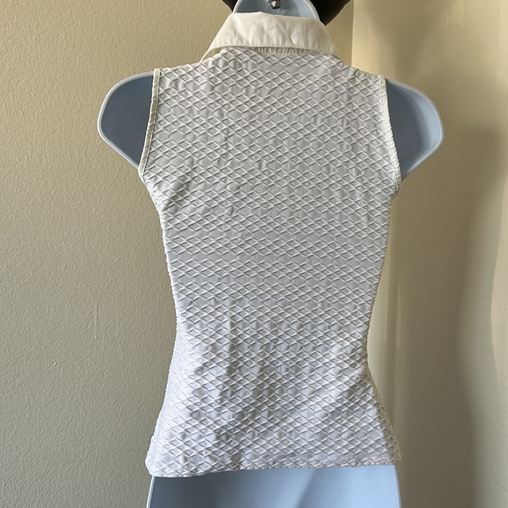 Rayare White Textured Zip-Front Collared Tank - Picture 4 of 6
